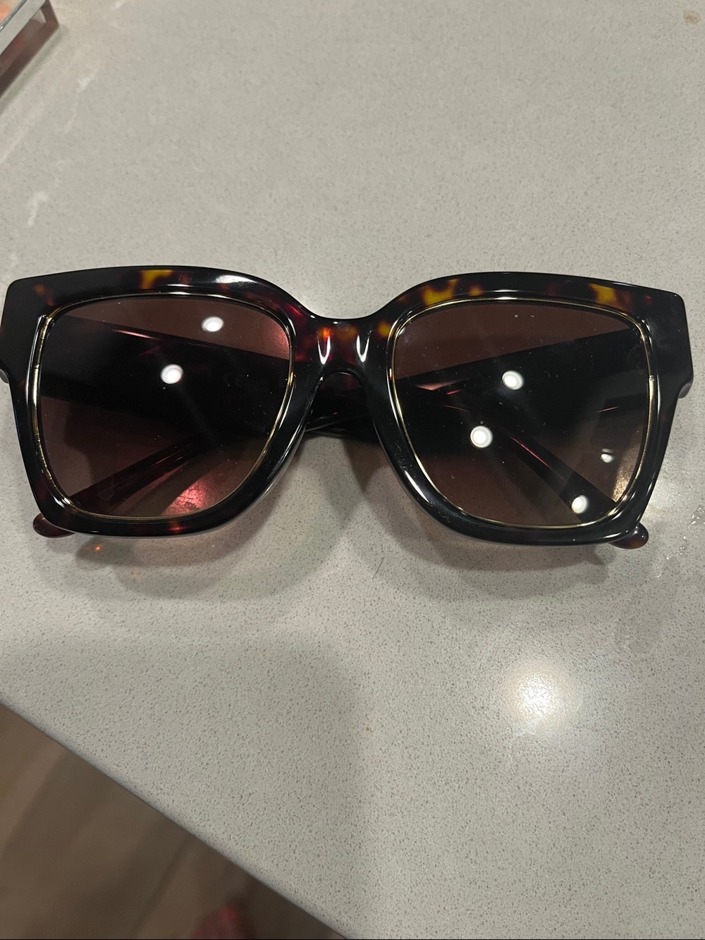 Tory Burch Tortoiseshell Square Sunglasses with Brown Lenses